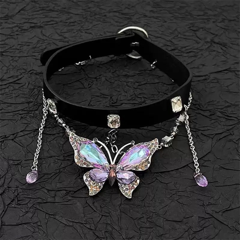 Heavy Industry Purple Butterfly Necklace Women'S Choker Choker Accessible Luxury Niche Design Classy Clavicle Chain Style - Image 4